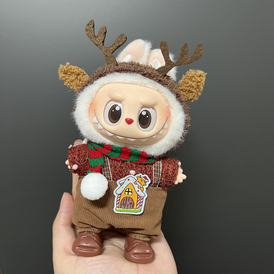 (only-clothes) Only Clothes Suitable for Labubu Doll Clothes First Second Third Generation Labubu Pendant Doll Wearable Christmas Doll Clothes Set