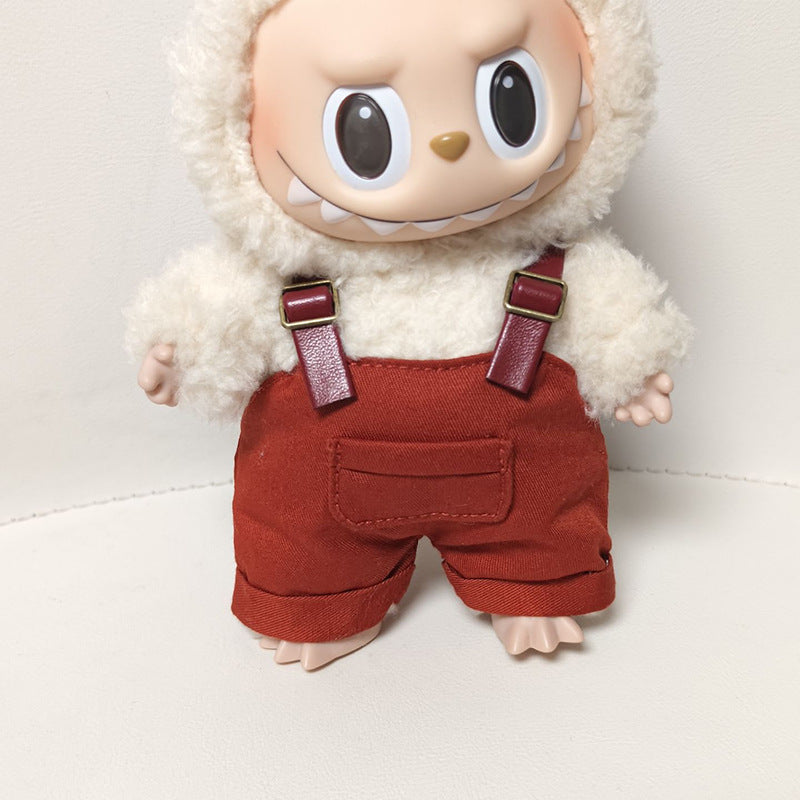 (only-clothes) First and Second Generation Labubu Sweatshirt and Overalls Set Blind Box Labubu Macaron Clothing Set Dress-Up Doll Clothes