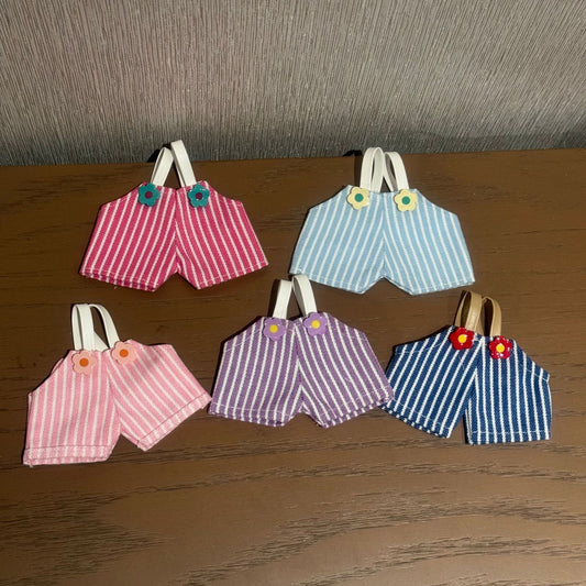 (only-clothes) High-Quality Labubu Floral Striped Jeans Overalls Cute Labubu Doll Costume Dress-Up Baby Clothes