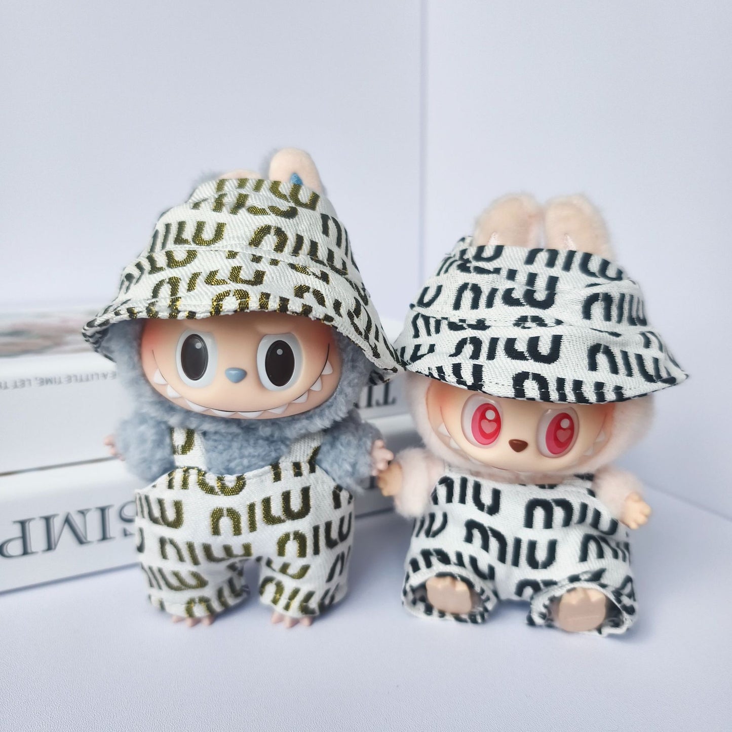(Only-Clothes) Clothes Only] Pendant Automobiles Curtain Cloth Clothes Fashion Miu Letter Set First, Second and Third Generation Labubu for Trendy Cute