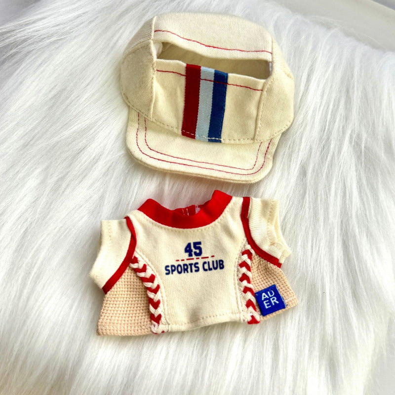 (only-clothes) Labubu Baseball Outfit Set for 15-17 cm Dolls, Baby Doll Clothes, Dress-Up Baseball Set, New Hat and Clothes