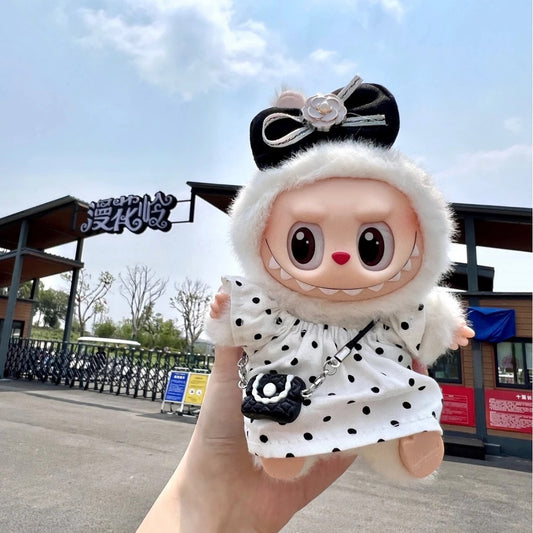 (only-clothes) Only Clothes] 17cm First and Second Generation Labubu Doll Clothes Pendant Labubu Dress Bag Set Bowknot New Style