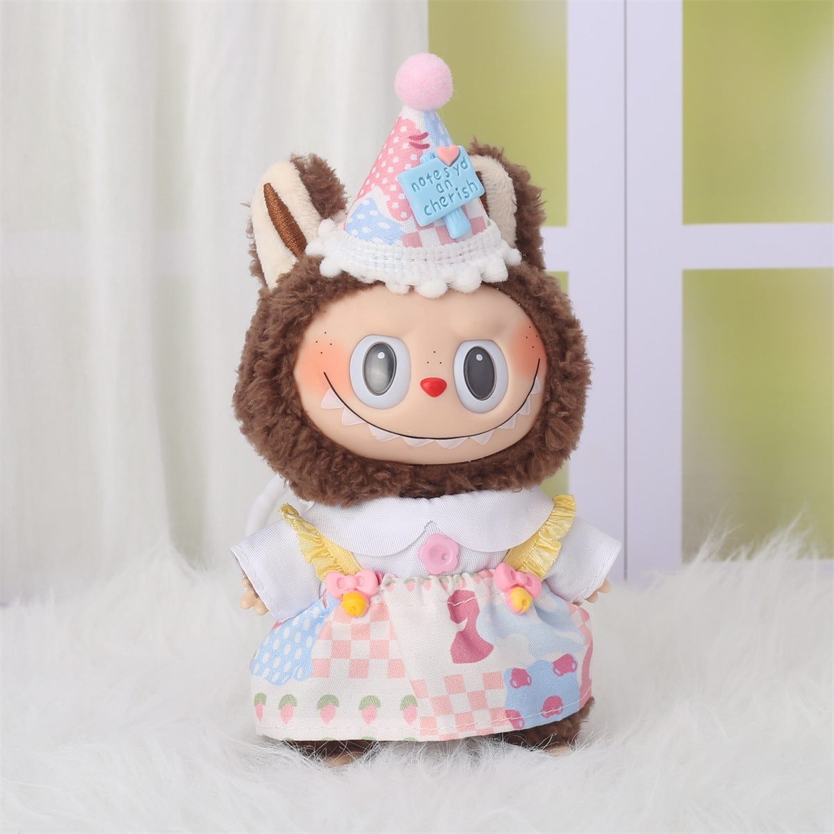(only-clothes) First and Second Generation Labubu Clothing Accessories Labubu Sitting Doll Heart Sweater Bear Ear Hat Set