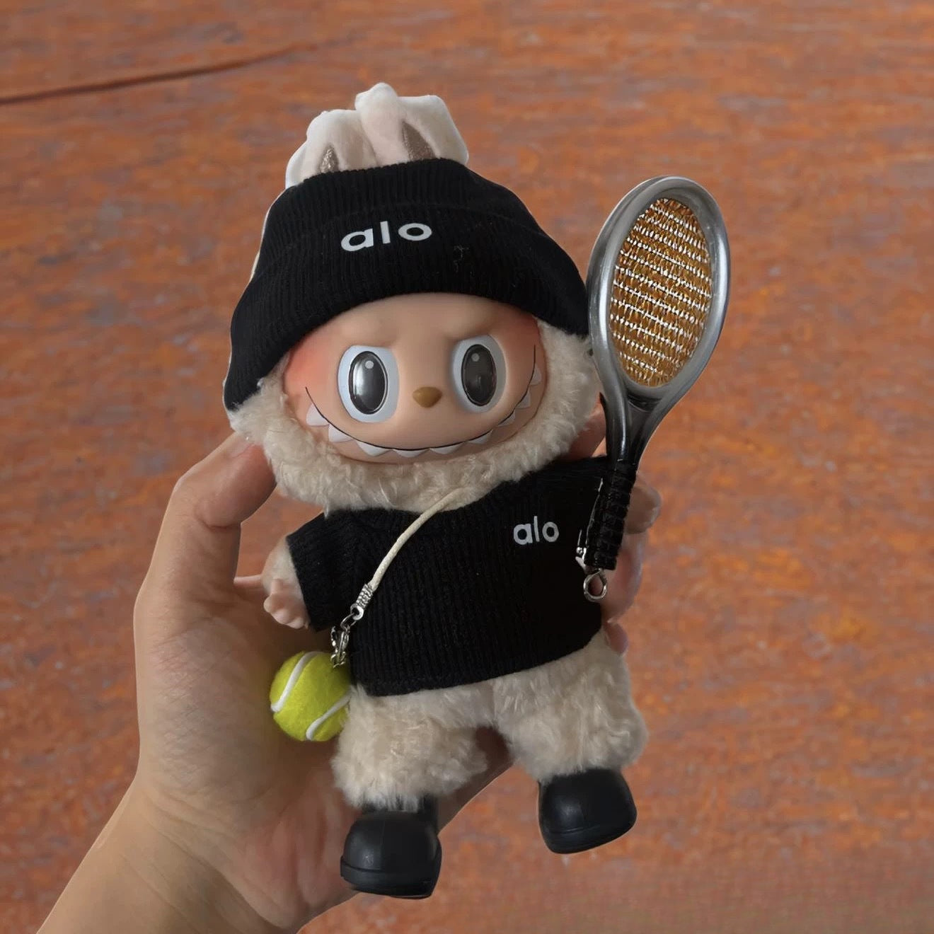 (only-clothes) In Stock Alo Knitted Labubu Tennis Baby Clothes Sports Set First Second Third Generation Sitting Party Labubu Clothes