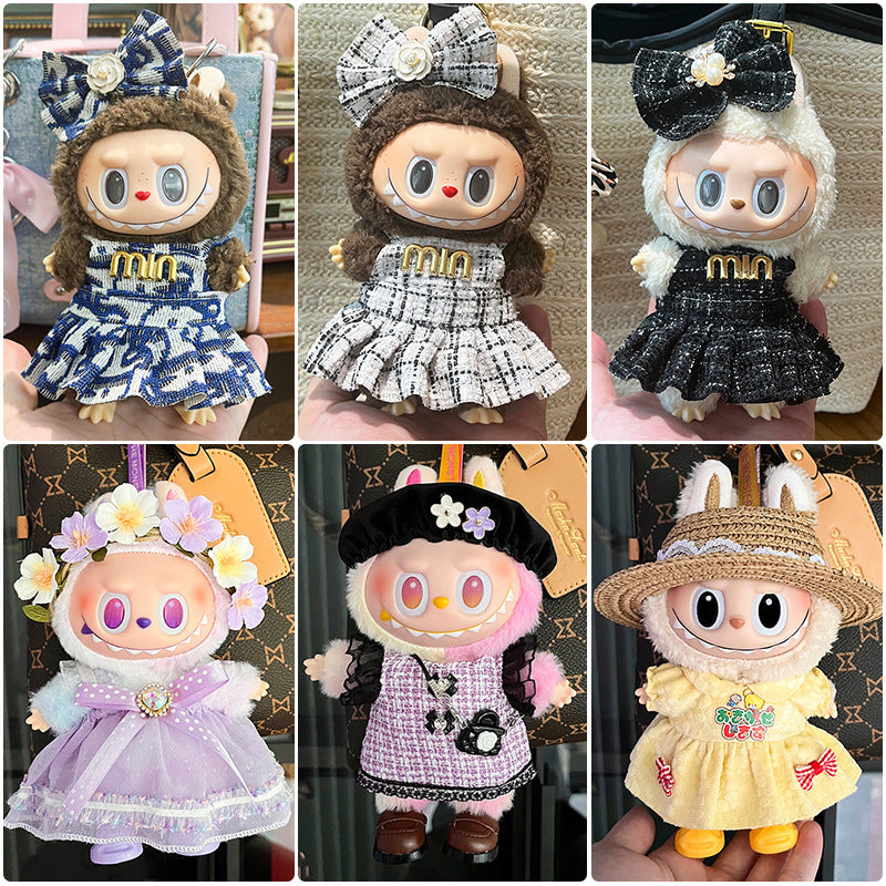 (only-clothes) Clothes Only Suitable for 17cm Labubu Doll Clothes First and Second Generation Labubu Blind Box Pendant Clothes Dress-Up Set