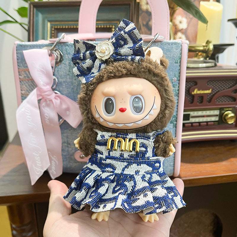 (only-clothes) Clothes Only Suitable for 17cm Labubu Doll Clothes First and Second Generation Labubu Blind Box Pendant Clothes Dress-Up Set