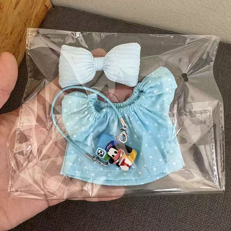 (only-clothes) Only Clothes] 17cm First and Second Generation Labubu Doll Clothes Pendant Labubu Dress Bag Set Bowknot New Style