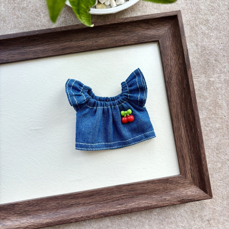 (only-clothes)[Only Baby Clothes] Labubu Vinyl Doll 15-17CM Cute Bowknot Denim Dress Baby Clothes Set