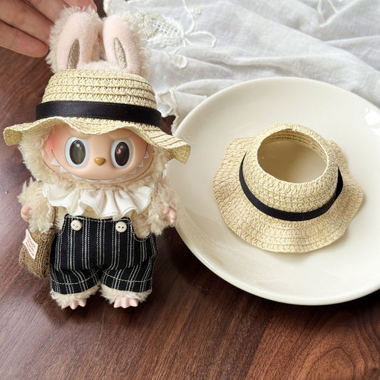 (Only-clothes)17cm rag hat self-deprecating bear straw hat wholesale 10cm cotton doll change hat straw hat