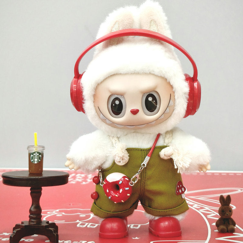 (only-clothes) Labubu Doll Clothes Vinyl Cloth Doll 17cm Cute Dress-Up Casual Outfit Skirt Plush Toy Clothes