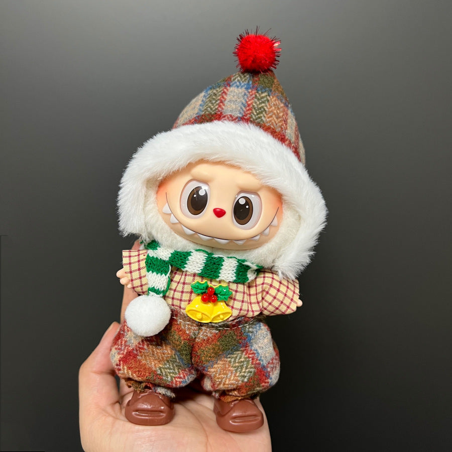 (only-clothes) Only Clothes Suitable for Labubu Doll Clothes First Second Third Generation Labubu Pendant Doll Wearable Christmas Doll Clothes Set
