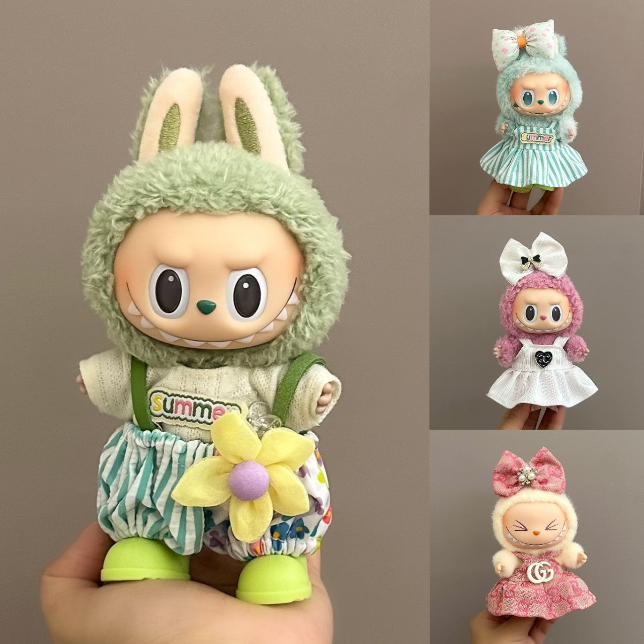 (only-clothes) Only Clothes) 17cm Labubu Plush Doll with Clothes, Wearable and Changeable Outfits, Plush Toy
