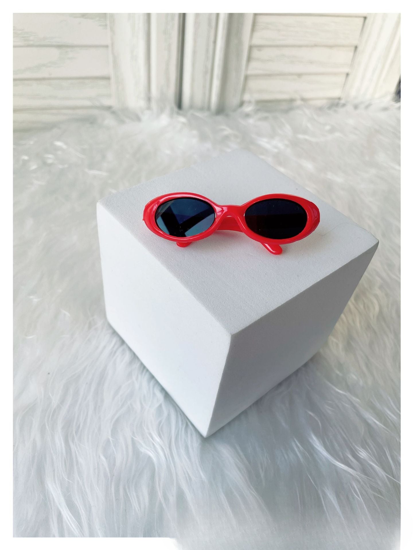 (only-clothes) 6.5cm Small Glasses Labubu Glasses Sunglasses Self-Deprecating Bear Glasses Small Cotton Doll Glasses