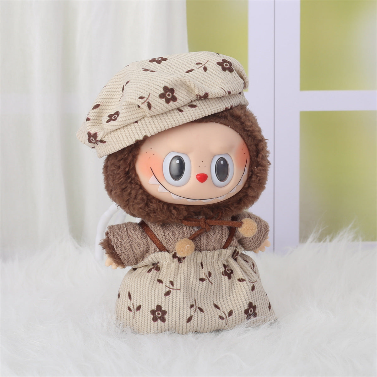 (only-clothes) First and Second Generation Labubu Clothing Accessories Labubu Sitting Doll Heart Sweater Bear Ear Hat Set