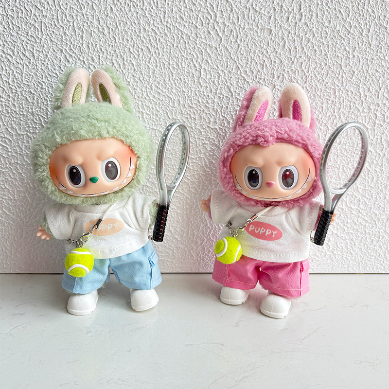 (Only-Clothes) Labubu Doll Clothes Sports Series Three Generations Clothes Suit Tennis Sportswear Cute Automobiles Curtain Soft Toy Accessories