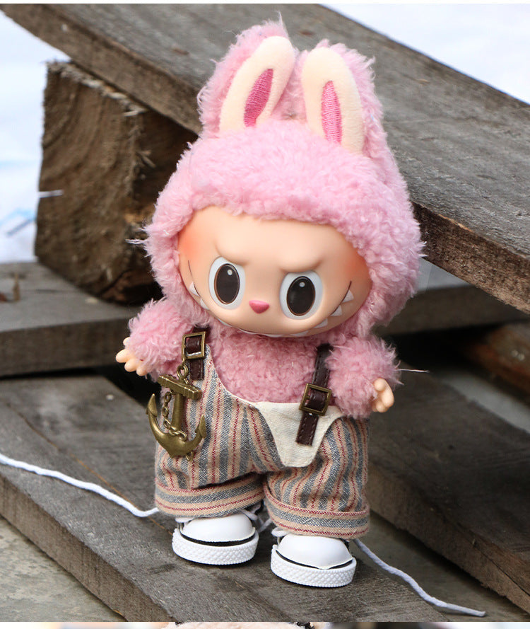 (only-clothes) Labubu Wearable Doll Clothes Replacement for 17cm Doll Cute Dress-Up Casual Outfit Overalls Clothes