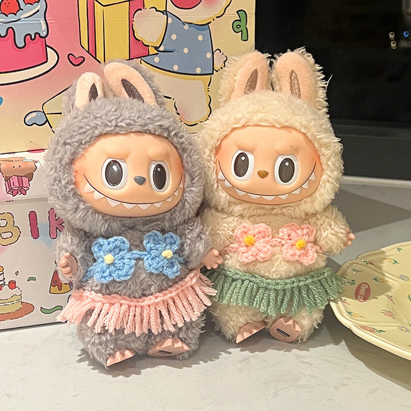 (Only-Clothes) Labubu Doll Clothes Grass Skirt Clothes Bikini Doll Super Cute Decoration Original Hair Band Cute Doll Accessories