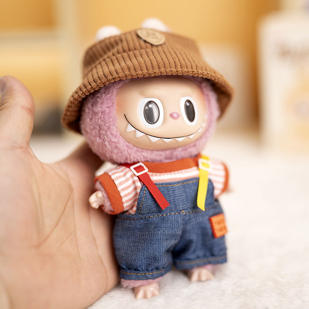 Labubu Plush Doll Clothes T-Shirt with Denim Overalls Labubu Plush Toy Doll Accessories Clothes