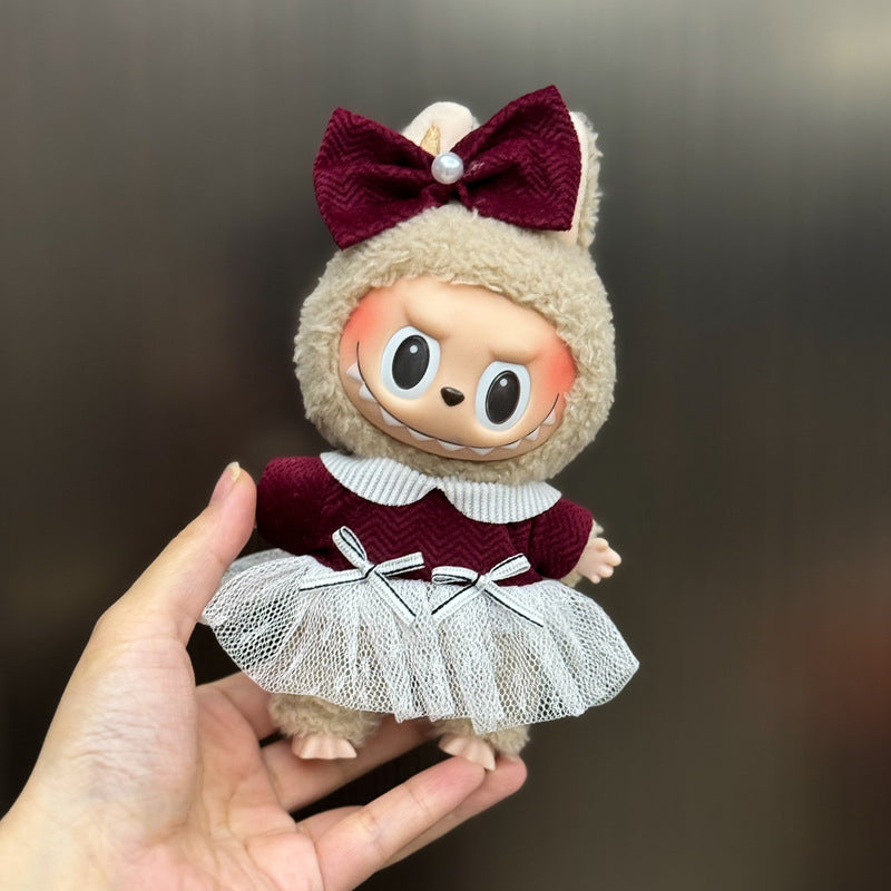 (Only-Clothes) Labubu Baby Clothes 17cm Automobiles Curtain Cloth Blind Box Pendant Generation One Or Two Vinyl Plush Doll for Suit