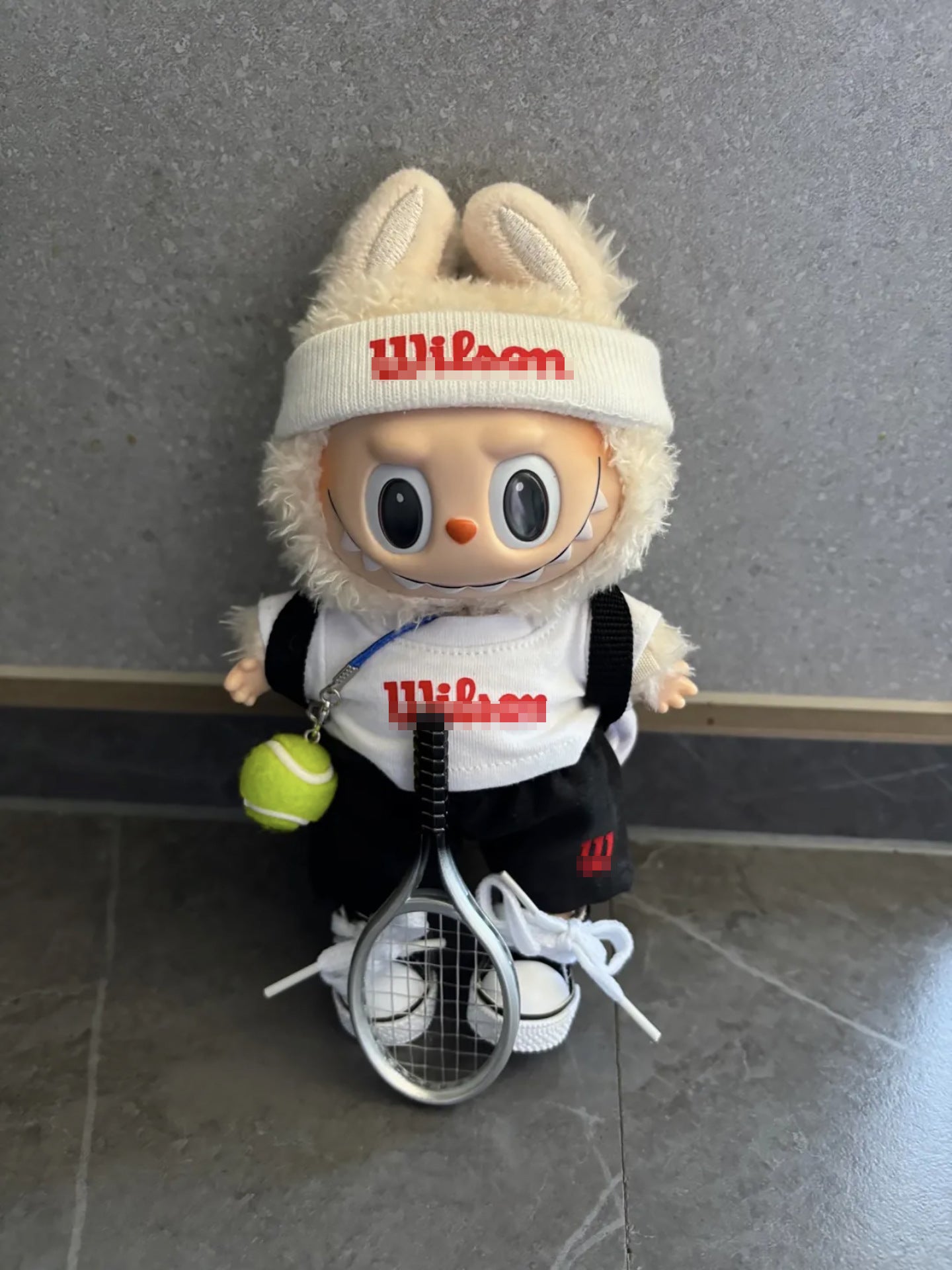(Only-Clothes) Labubu Vinyl Doll Handmade Automobiles Curtain Cloth Tennis Clothing Doll Clothes 17cm Doll One, Two, Three Generation Sports Suit