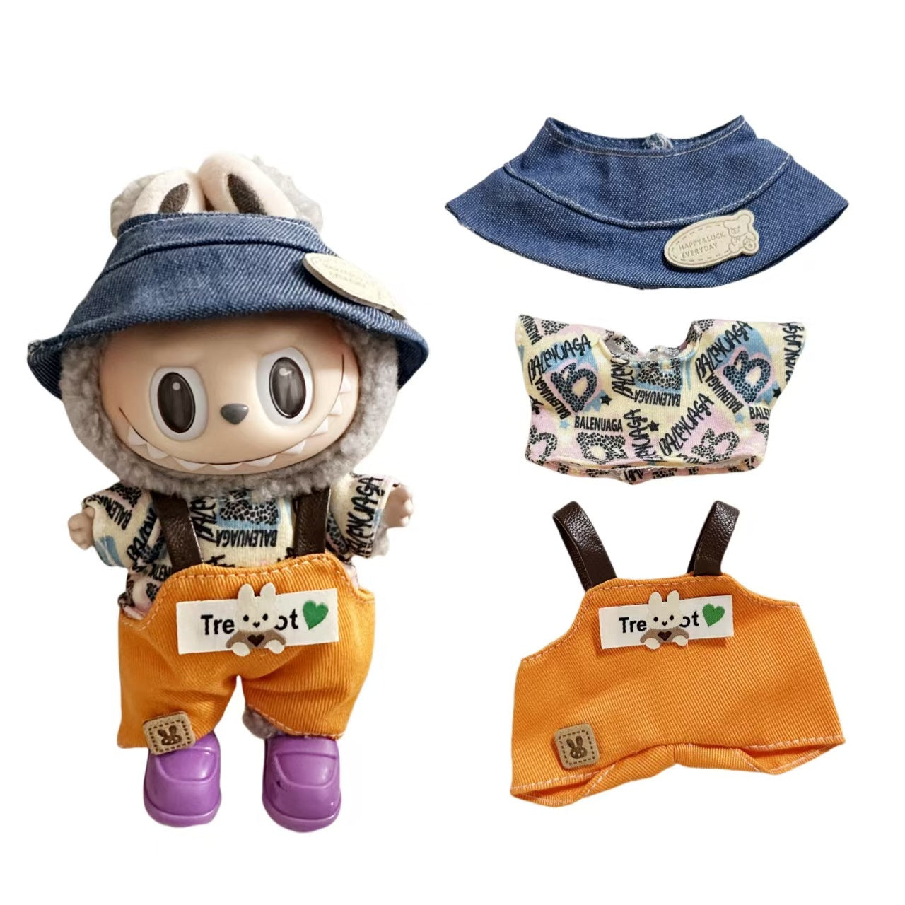 (only-clothes)[Only Clothes] Labubu Clothes First and Second Generation Labubu Plush Toy Doll Overalls Cute Set
