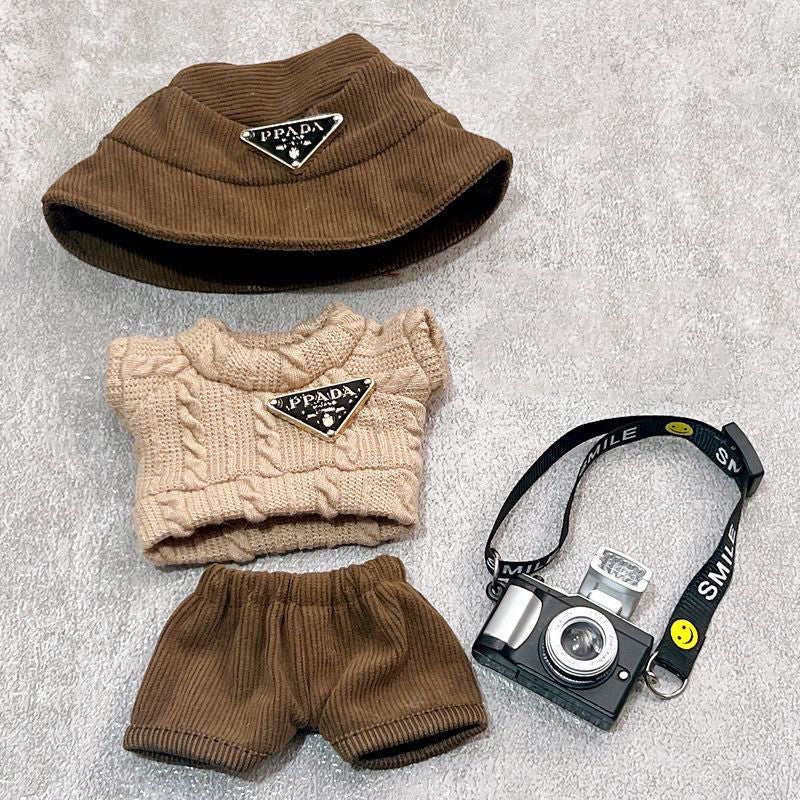 (only-clothes) Labubu Doll Clothes First and Second Generation Doll Tops Fisherman Hat Set Cool Doll Clothes Shoes Sitting Party