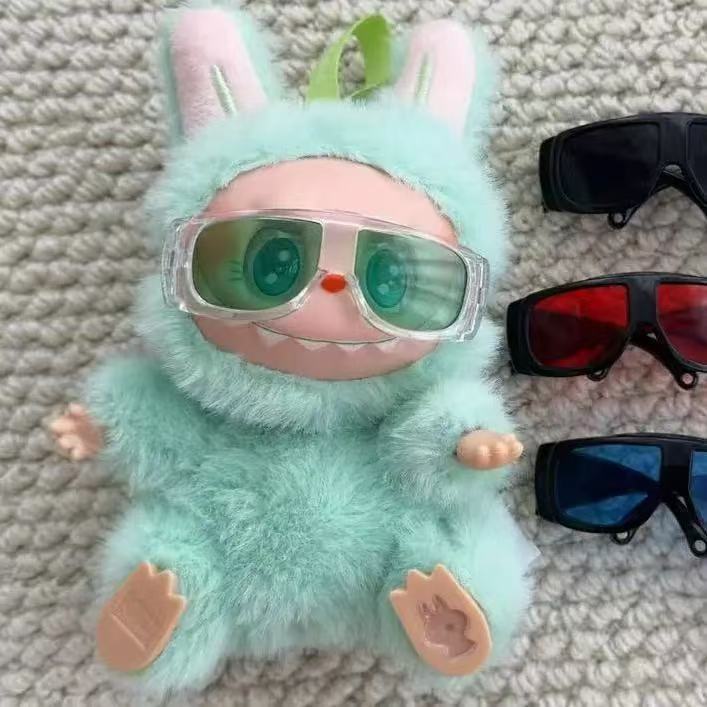 (only-clothes) First and Second Generation Labubu Blind Box Pilot 6.2cm Goggles 10cm Cotton Doll Glasses Accessories