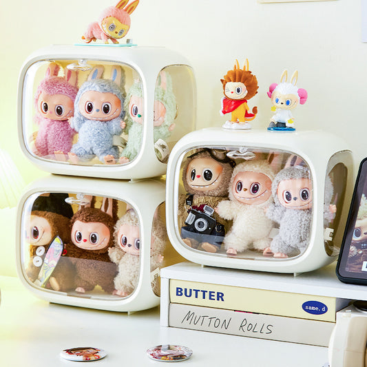 Space Capsule Labubu Blind Box Storage Box Transparent Bubble Mart White Box Display Figurine Display Stand 