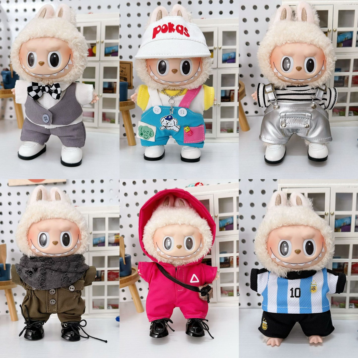 (only-clothes) Labubu Baby Clothes Affordable 17cm Baby Clothes Labubu Dress-Up Clothes Overalls Set Bula Clothes