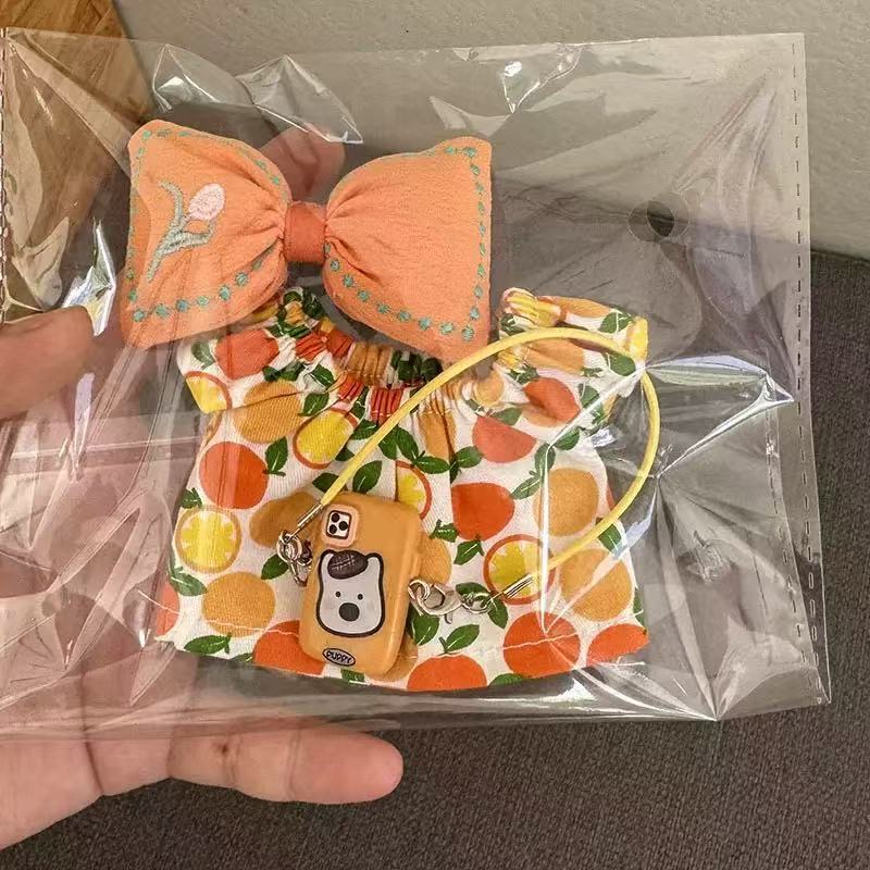 (only-clothes) Only Clothes] 17cm First and Second Generation Labubu Doll Clothes Pendant Labubu Dress Bag Set Bowknot New Style