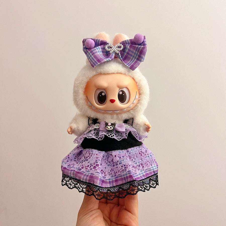 (only-clothes) Suitable for Labubu Doll Clothes First Second Third Generation 17cm Pendant Plush Toy Clothes Set