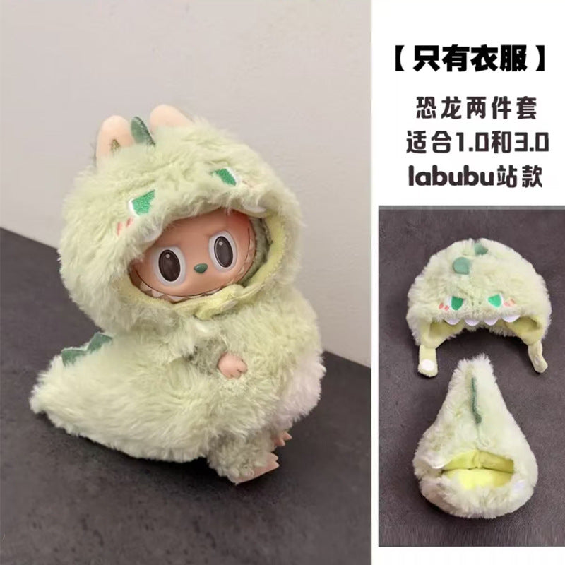Labubu First Second Third Generation Cockroach Clothes Fried Shrimp Set 10cm Doll Clothes Outfit Labubu Doll Accessories 