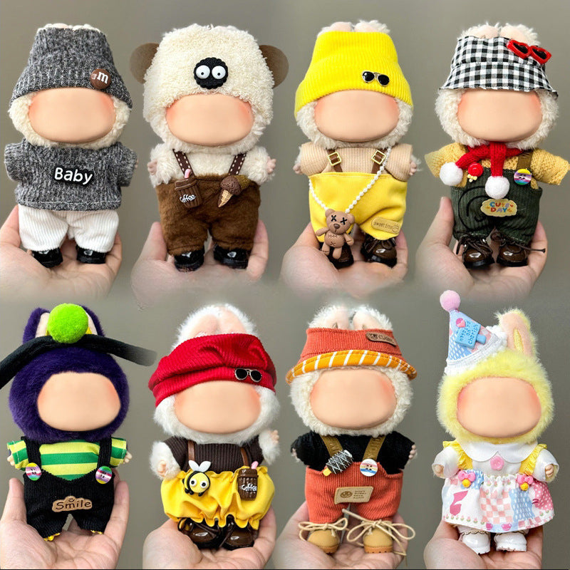 (Only-Clothes) Clothes Only Suitable for Generation Second Generation and Third Generation Pull Clothes 17cm Blind Box Pendant Trendy Vinyl Doll Cloth Ragdoll