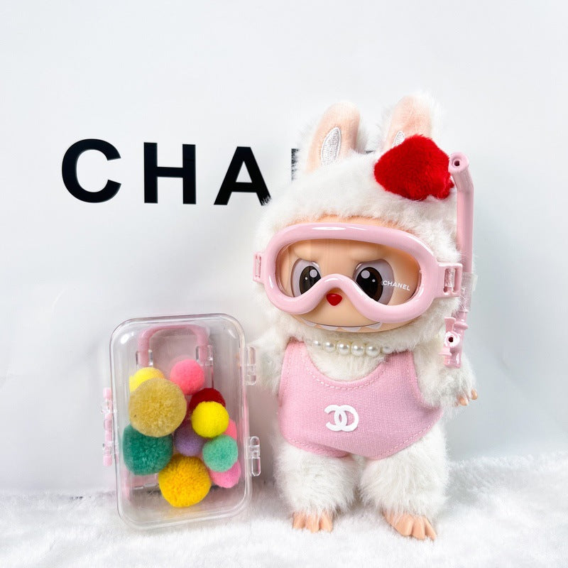 (only-clothes) Labubu Baby Clothes Accessories Little Chanel Style Swimsuit Set Vinyl Blind Box First Second Third Generation Labubu Clothes Replacement