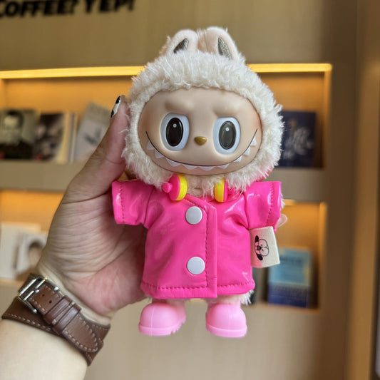 (only-clothes) Cartoon Labubu Doll Clothes Accessories Key Raincoat Exclusive Matching Doll Clothes Creative