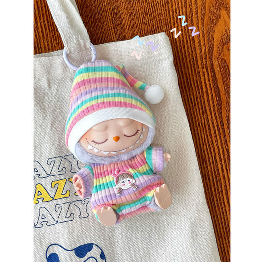 (only-clothes) LABUBU Sitting Party Baby Clothes Labubu Macaron 2nd Generation Vinyl Doll Autumn Jumpsuit Hat Set