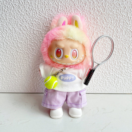 (Only-Clothes) Labubu Doll Clothes Sports Series Three Generations Clothes Suit Tennis Sportswear Cute Automobiles Curtain Soft Toy Accessories