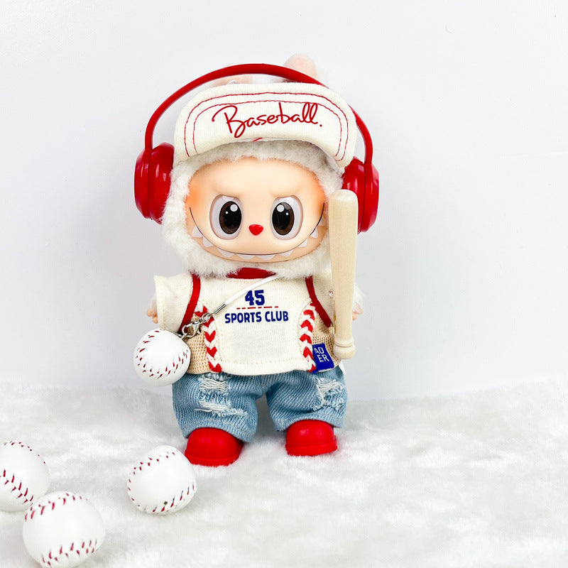 (only-clothes) Labubu Doll Clothes Accessories Sports Outfit Baseball Set First Second Third Generation Blind Box Pendant Labubu Clothes Dress Up