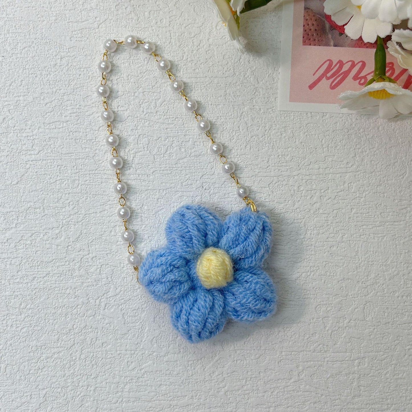 (only-clothes) New Handmade Crochet Bubble Mart Flower Crossbody Bag Labubu Doll Cute Plush Toy Accessories Clearance