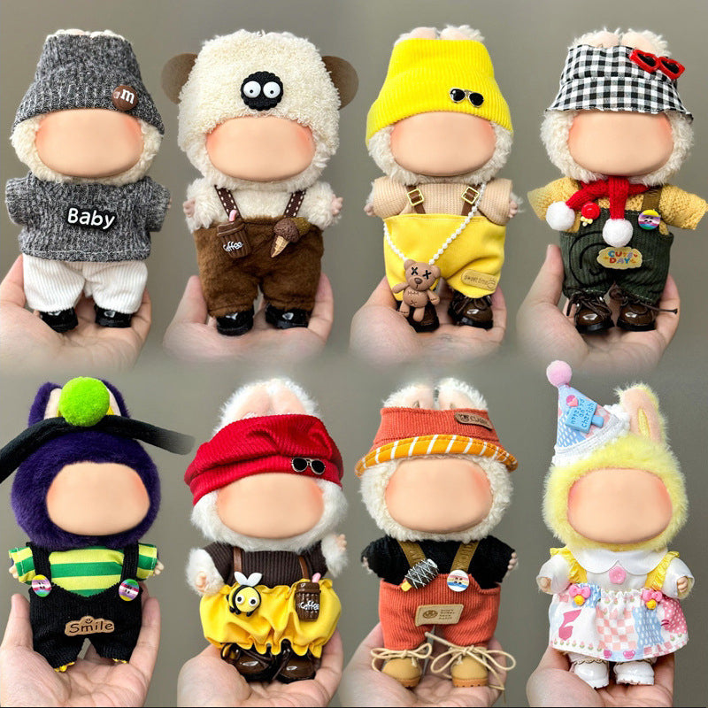 (Only-Clothes) Clothes Only Suitable for Generation Second Generation and Third Generation Pull Clothes 17cm Blind Box Pendant Trendy Vinyl Doll Cloth Ragdoll