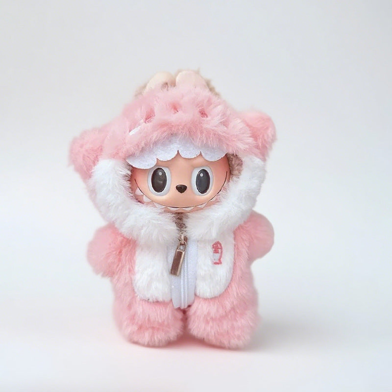(only-clothes) First, Second, and Third Generation 15CM Labubu Pendant Halloween Pumpkin Outfit Overalls Black Hat Plush Toy Costume