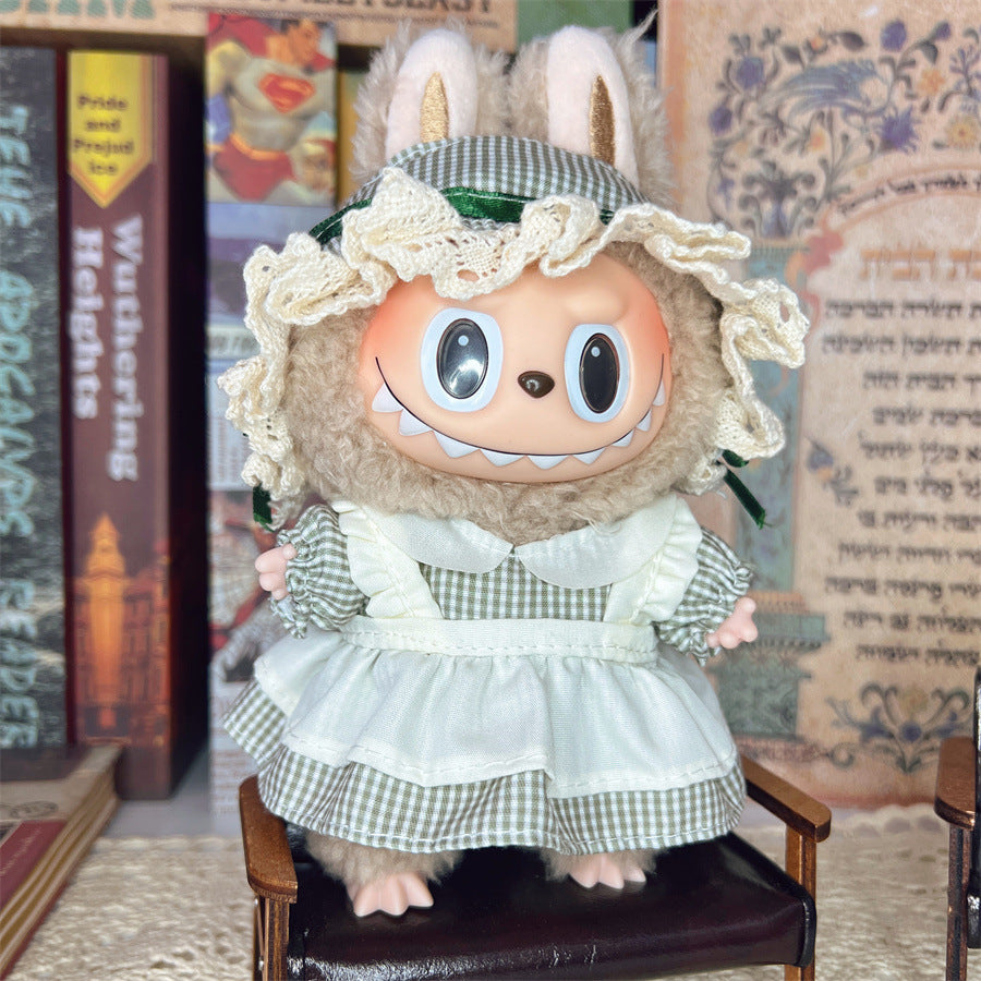 (only-clothes) Suitable for 17cm Labubu Vinyl Doll Plush Toy and Other Wearable Clothes Dress Up Skirt Set