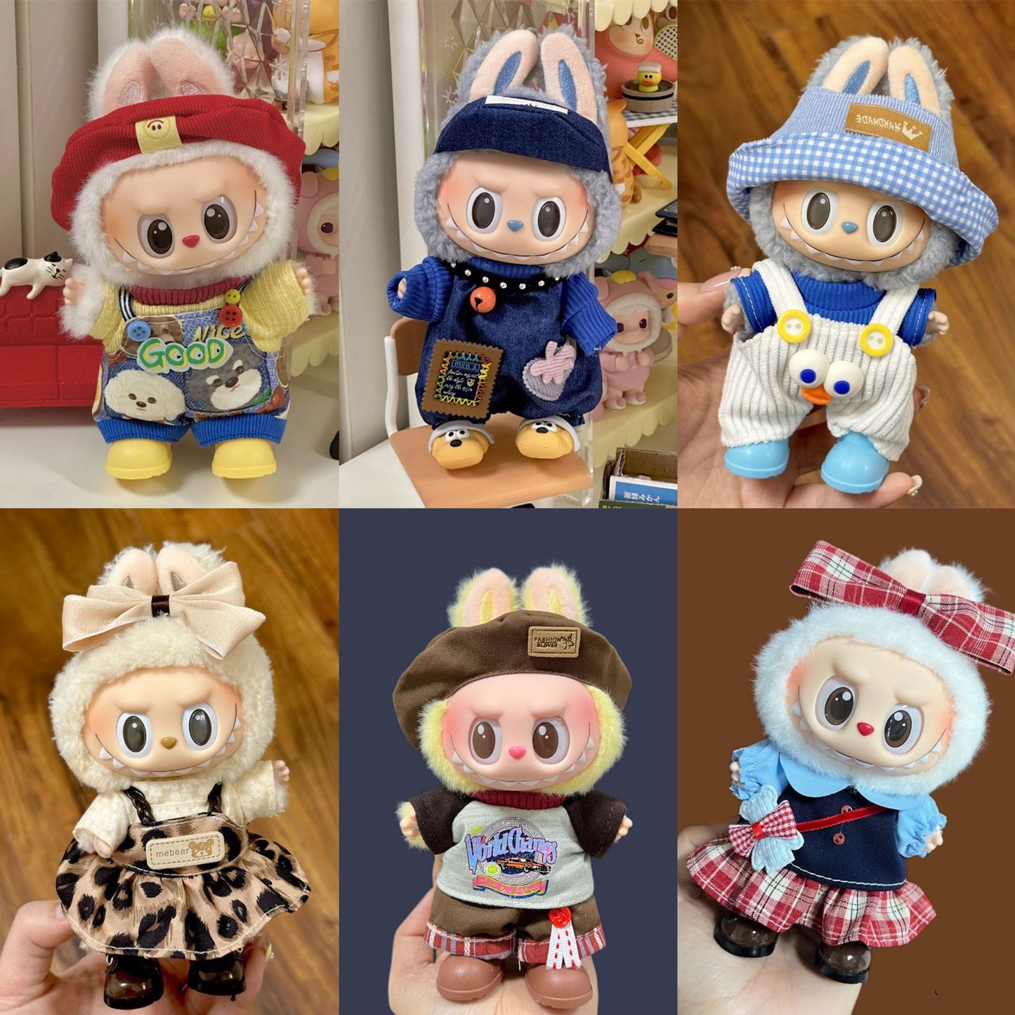 (only-clothes) Only Selling Clothes] First and Second Generation Keychain Labubu Clothes Pendant Labubu Doll Clothes Sunshine Little Craftsman Strap
