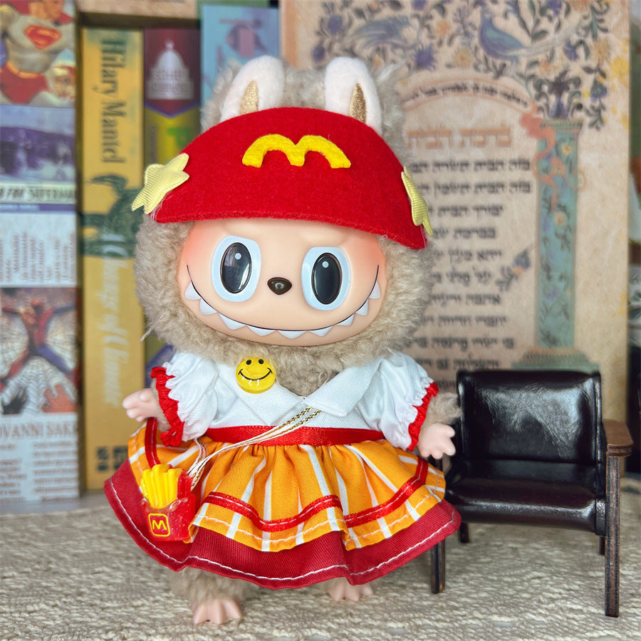 (only-clothes) Suitable for 17cm Labubu Vinyl Doll Plush Toy and Other Wearable Clothes Dress Up Skirt Set