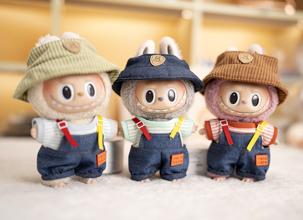 Labubu Plush Doll Clothes T-Shirt with Denim Overalls Labubu Plush Toy Doll Accessories Clothes