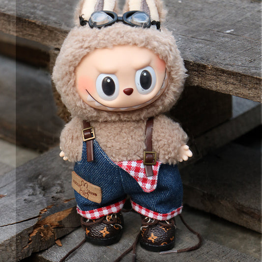 (only-clothes) Labubu Wearable Doll Clothes Replacement for 17cm Doll Cute Dress-Up Casual Outfit Overalls Clothes