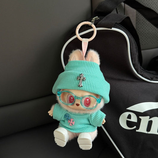 (Only-Clothes) Automobiles Curtain Cloth Doll Clothes Cross Heart Tiffany Blue One Two Three Generation Labubu Clothes Heart Green 17cm Fashion Brand