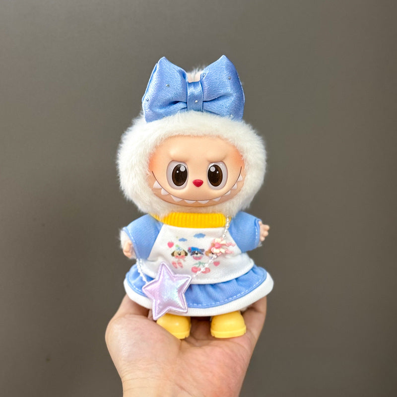 (only-clothes) Suitable for Labubu Doll Clothes First Second Third Generation Labubu Clothes 17cm Vinyl Pendant Doll Set
