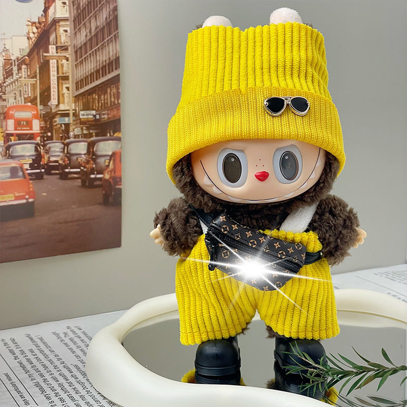 (only-clothes) Only Clothes Labubu Doll Clothes Cute Yellow Set Sweater Hat First and Second Generation Vinyl Doll Clothes