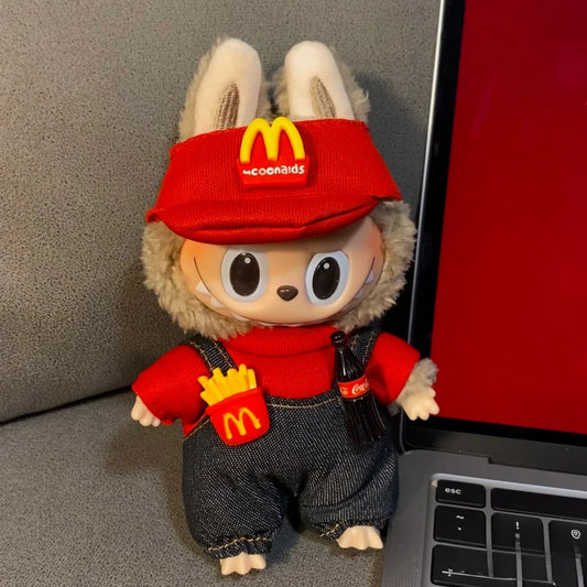(only-clothes) First, Second, and Third Generation Labubu Doll Clothes High-end McDonald's Collaboration Labubu Gift Set for Workers Fries and Coke